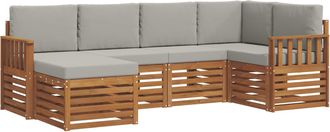 vidaXL Conjunto De Sof&aacute;s De Exterior 6 Uds. Gris Natural Y Claro Vidaxl