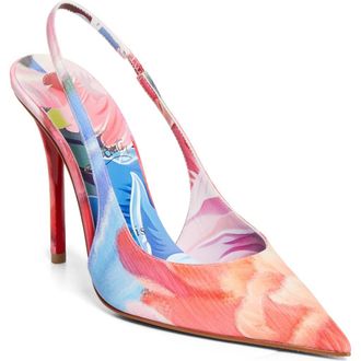 Christian Louboutin Miss Z Pointed Toe Slingback Pump in Multi/Lin Multi at Nordstrom, Size 10.5Us