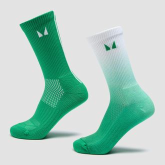 MyProtein Calcetines de running de MP (paquete de 2) - Verde lima degradado/rayas lima claro - UK 2-5