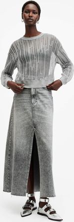 AllSaints Cotton/Polyester Giana Long Sleeve Open Knit Sweatshirt, Size: XS