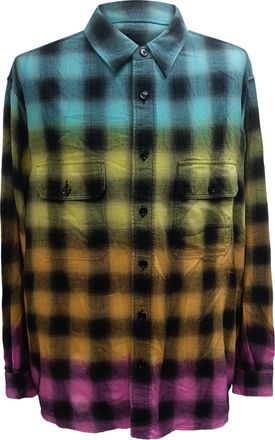 Celine Pre-owned Mens Tie-Dyed Checked Flannel Shirt in Multicolor Cotton - Multicolour - Size 2XL