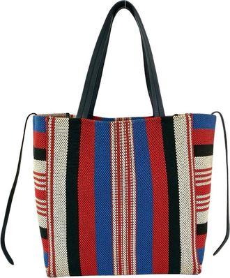 Celine Black Blue Navy Red Color Canvas Leather Handbag Shoulder Bag Tote Bag (Pre-Owned)