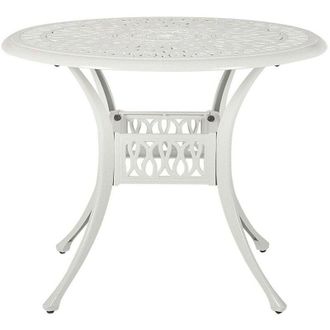 Beliani Tavolo Rotondo da Giardino Stile Vintage Alluminio Bianco sporco &oslash; 90 cm Ancona