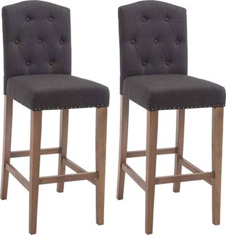Clp Set 2x Taburetes De Bar Louise En Tela Gris Oscuro Antiguo Claro
