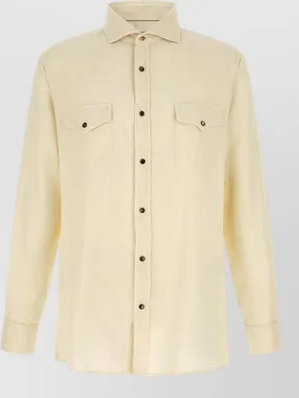 Brunello Cucinelli cotton corduroy leisure fit western shirt