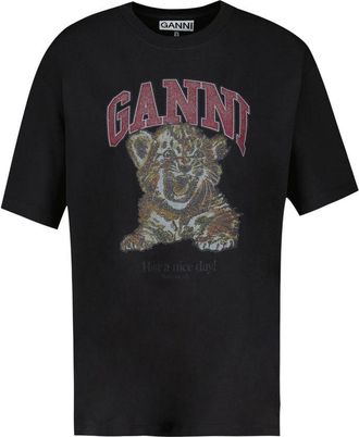 Ganni Womens Heavy Cotton Jersey T-Shirt Black