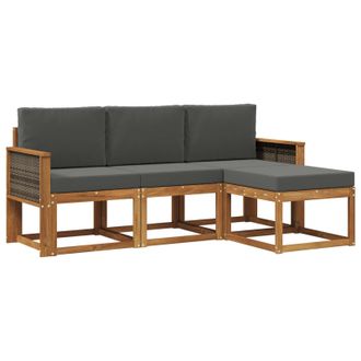 vidaXL Conjunto De Sof&aacute;s De Exterior 4 Pcs Natural Y Antracita Vidaxl