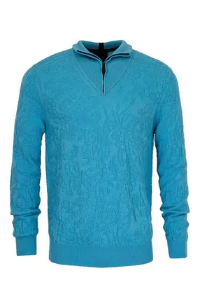 Lords of Harlech Quinn Quarter Zip Merino Wool Sweater in Teal at Nordstrom, Size Xx-Large