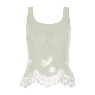 Ermanno Scervino Sleeveless Tops, female, White, Size: XS Cotton Tank Top