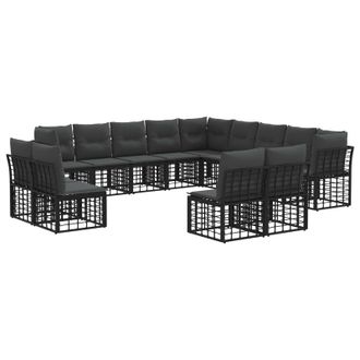 vidaXL Conjunto De Sof&aacute;s De Exterior Negro Y Gris Oscuro Poli&eacute;ster Vidaxl