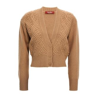 Max Mara Bruine Cardigan Lella in Kamelenhaar - Dames - Vesten - Bruin - L - Wol - Truien & Vesten