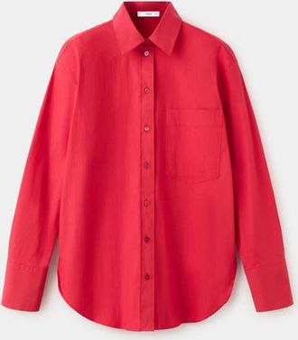 Mango Camicia popeline tasca rosso - Donna - S - MANGO