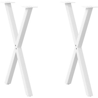 vidaXL Patas Para Mesa De Comedor En Forma De X (2 Unidades), Color Blanco, 50 X (72-73) Cm, Acero Vidaxl