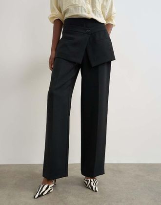 Topshop pantalone sartoriale con dettaglio gonna nero