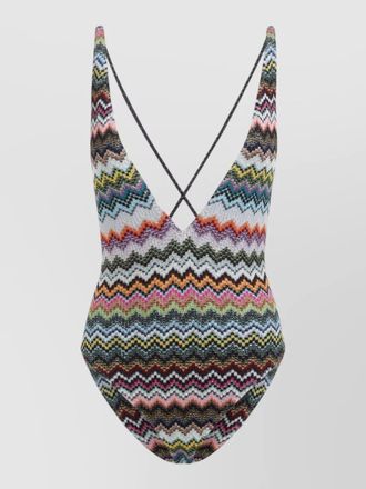 Missoni zigzag v-neck one-piece swimsuit