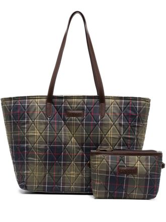 Barbour Wetherham quilted tartan tote bag - Green