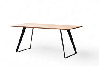 HOME AFFAIRE Esstisch »Talwiese Küchentisch, U-Form Metallgestell, Wildeiche massiv geölt« Baum Kante oder Schweizer Kante, erhältlich in 3 Grössen und 2 Farben