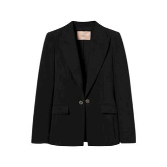Twinset Blazers, female, Black, Size: S Oval T Cr&ecirc;pe Blazer