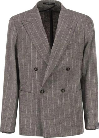 Tagliatore Gestreepte Double-Breasted Blazer - Heren - Blazers - Grijs - XL - Jassen