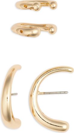 Open Edit Curved Stud Earring & Ear Cuff Set in Gold at Nordstrom