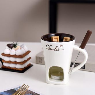 OEM Taza Para Fondue - Mini Olla De Cer&aacute;mica Para Postres, Calentador Port&aacute;til De Queso Y Chocolate, Dise&ntilde;o Resistente Al Calor, Fondue De Mesa F&aacute;cil De U