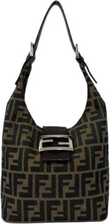Fendi Pre-owned Zucca Canvas Leren Schoudertas - Dames - Vintage Schoudertas - Bruin - ONE Size - Leer - Vintage