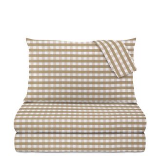 KASANOVA Completo letto matrimoniale quadretti beige