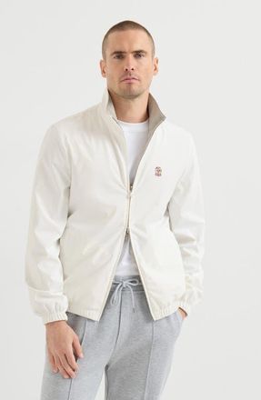 Brunello Cucinelli Bonded nylon reversible outerwear jacket with logo in Off-White at Nordstrom, Size X-Small