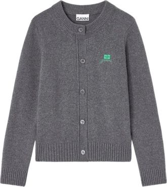 Ganni Wool Mix Cardigan - Dames - Vesten - Grijs - M - Wol - Truien & Vesten