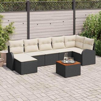 vidaXL Conjunto De Sof&aacute; De Jard&iacute;n 8 Pcs Negro Polirat&aacute;n Vidaxl