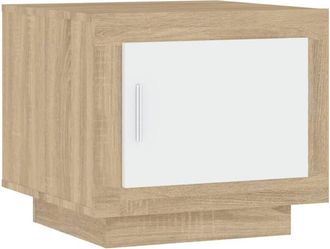vidaXL Vidaxl - Mesa De Centro Madera De Ingenier&iacute;a Blanco Y Sonoma 51x50x45 Cm