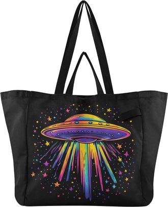 Generic Star Planet Dark print Reusable Canvas Tote Bag, Heavy Duty Grocery Shopping Bag with Large Capacity Hard Bottom Double Handles Work Groceries Travel