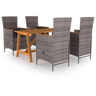 vidaXL Juego De Comedor Para Jard&iacute;n 5 Piezas Gris Vidaxl