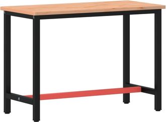 vidaXL Banco De Trabajo Madera Maciza De Haya Y Metal 115x55x81,5 Cm Vidaxl