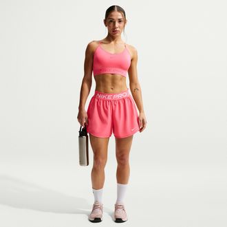 Nike Womens Nike Pro Dri-FIT Mid-Rise Brief-Lined 3 Woven Shorts in Pink | IQ0784-897