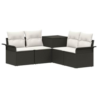 vidaXL Juego De Sof&aacute; 5 Uds. Negro Y Blanco Crema Vidaxl