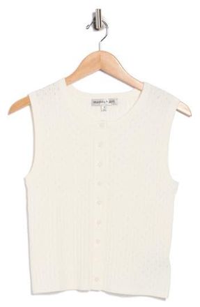 Madden Girl Pointelle Button Front Sweater Vest in Ivory at Nordstrom Rack, Size X-Large