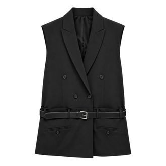 Meimeij Blazer Vest - Dames - Jassen - Zwart - Maat: XS Leer