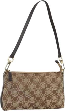 Ferragamo Pre-owned Nylon Schoudertas - Dames - Vintage Schoudertas - Bruin - ONE Size - Nylon - Vintage