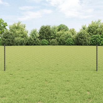 Berkfield Home Fence Posts 11 pcs U-Channel Grey 60 cm Steel, Hexagon Fence Grey 0.6x100 m Steel
