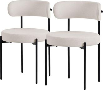 ML Design Ml-design Juego De 2 Sillas De Comedor Asientos Tapizados En Tejido Teddy Blanco Y Patas De Metal Negro Muebles Ergon&oacute;micos Elegantes Sill&oacute;n De Dise&ntilde;o