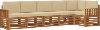 vidaXL Conjunto De Sof&aacute;s De Exterior 6 Uds. Natural Y Beige Poli&eacute;ster Vidaxl