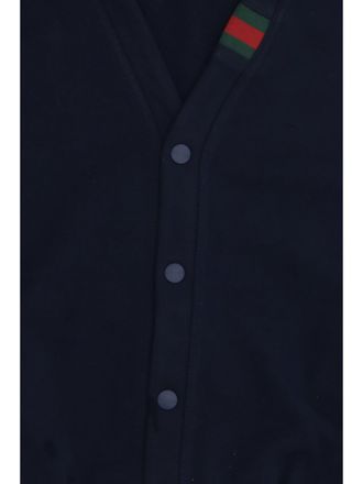 Gucci Cotton Fleece Cardigan - Navy