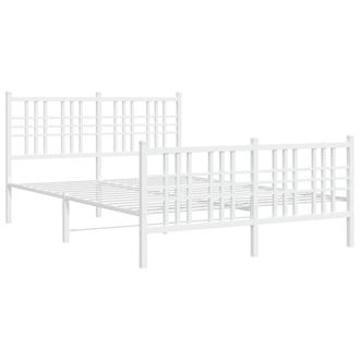 Berkfield Home Metal Bed Frame without Mattress with Footboard White 137x190cm | Size: 137x190 cm