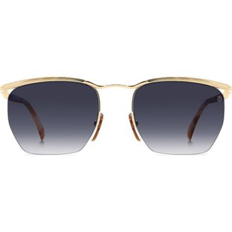 David Beckham 55mm Square Sunglasses in Gold Brown Havana/Bl Sf Ar at Nordstrom