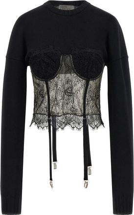 Giuseppe Di Morabito Black Lace Insert Sweater