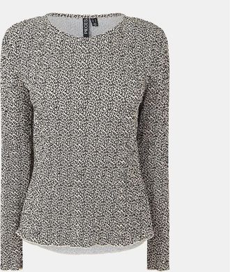 Pieces Womens Relaxed Fit Short Sleeve Crew Neck Blouse - Cream - Size: 12