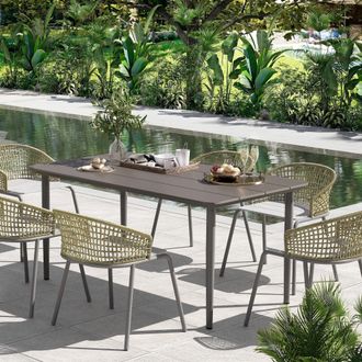 OUTSUNNY Garden Table with Rust Resistant Metal Frame in Dark Grey