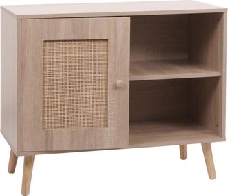 Hhg C&oacute;moda Hhg-213, Armario, Aparador Alto, Compartimento De Almacenamiento, Madera De Kubu Y Rat&aacute;n Con Acabado De Melamina, 67 X 80 X 38 Cm, Aspecto De R