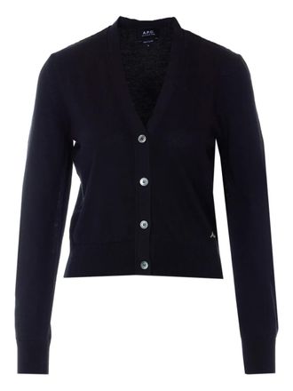 A.P.C. embroidered-logo cardigan - Zwart